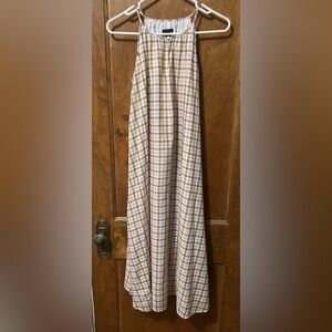 Ann Taylor spring-plaid tent silhouette dress with string tie